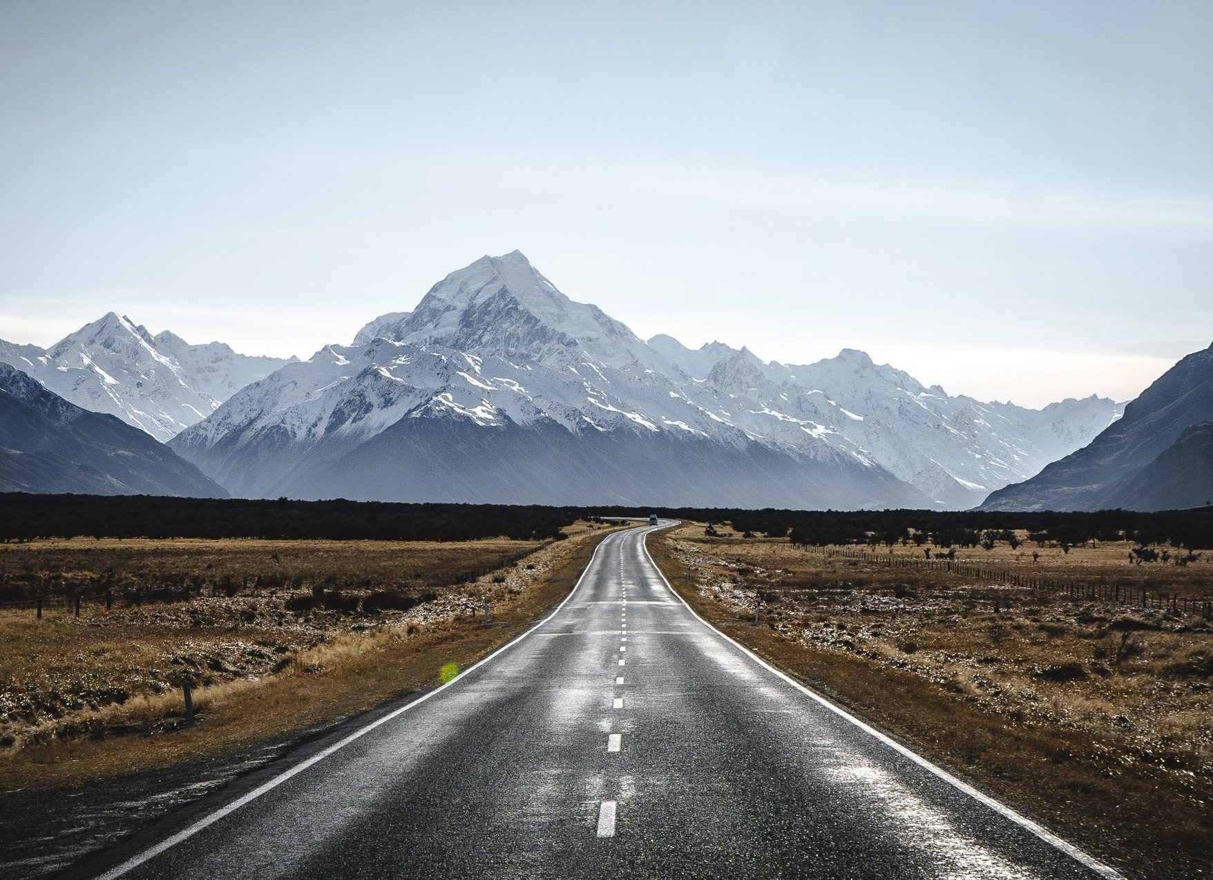 Empty Road In The Mountains In New Zealand