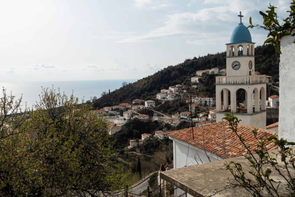 Dhermi Village at Albanian Riviera With Stunning Scenery on a Three-Week Road Trip Through the Balkans.