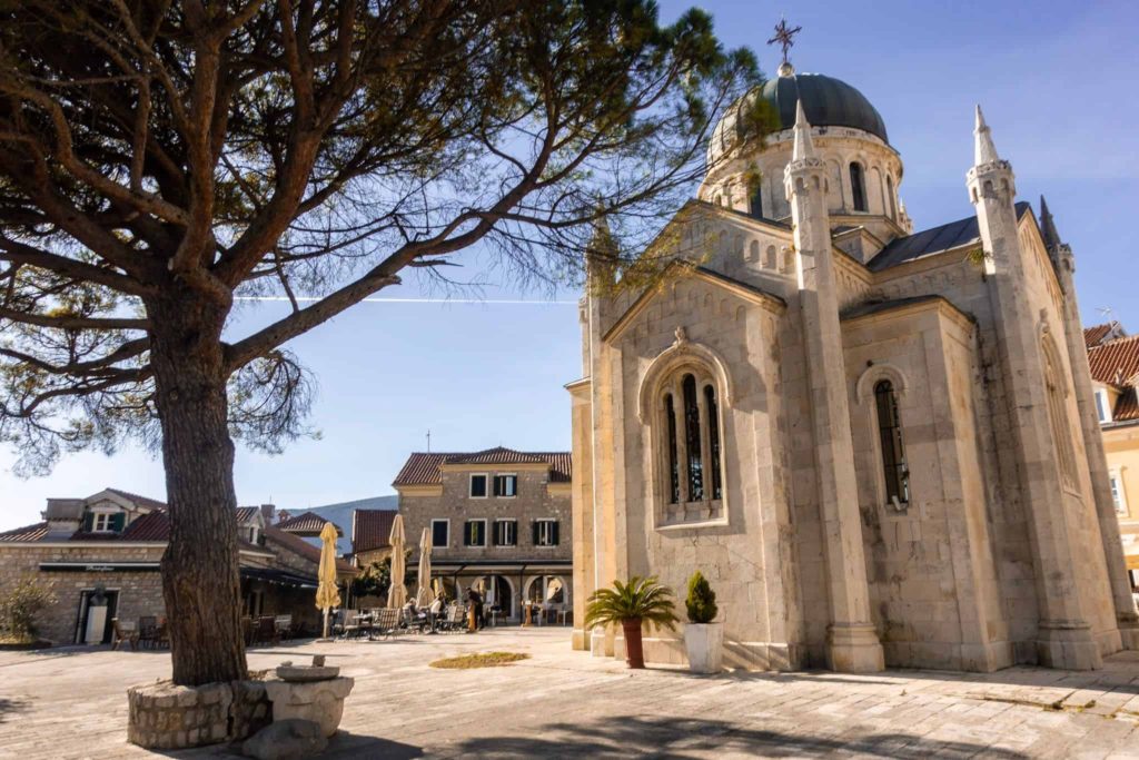 Herceg Novi’s Charming Old Town With a Beautiful Church.