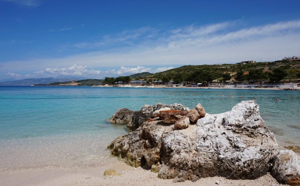 Ksamil Beach Near Saranda With Crystal-Clear Water.