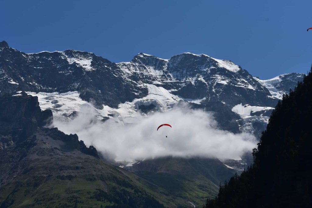 Paragliding in Lauterbrunnen in the Swiss Alps