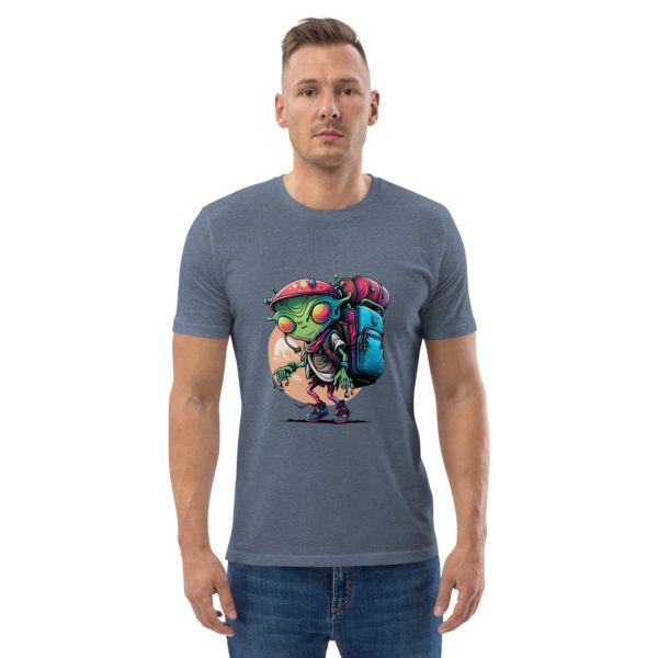 Alien With Backpack Unisex Organic Cotton T-Shirt - Image 8