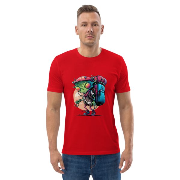 Alien With Backpack Unisex Organic Cotton T-Shirt - Image 6