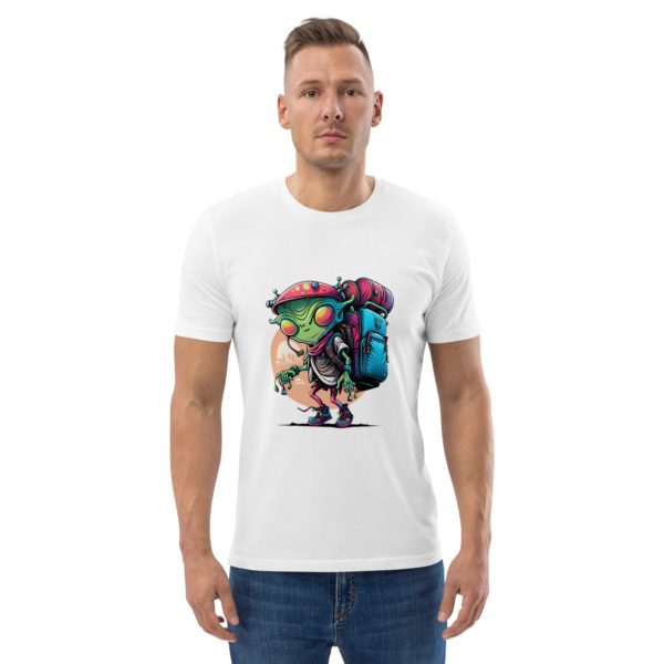 Alien With Backpack Unisex Organic Cotton T-Shirt - Image 12