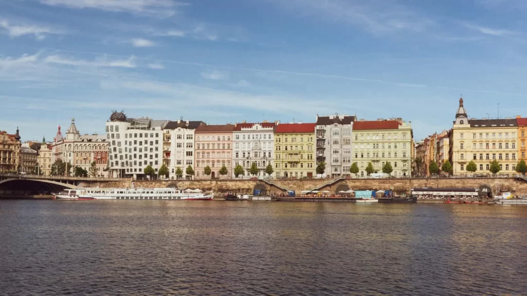 Náplavka Is a Riverside Promenade Located Along the Vltava River in Prague