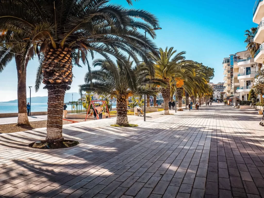 Saranda Is a Lively and Bustling Town With a Long Promenade Stretching Along the Waterfront