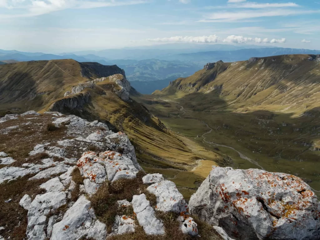 Landscape Shot of the Bucegi Mountains, Featuring the Rugged Terrain