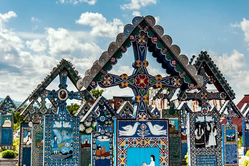 The Whimsical Tombstones Adorned With Colorful Artwork in the Merry Cemetery of Sapanta